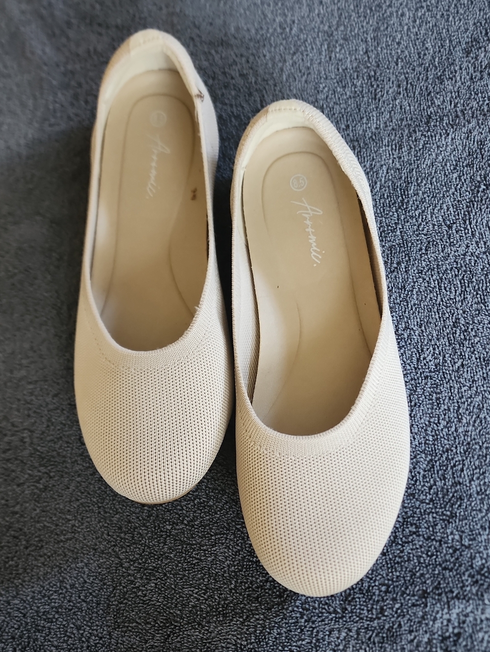 Annie Cream Knit Slip-On Ballet Flats